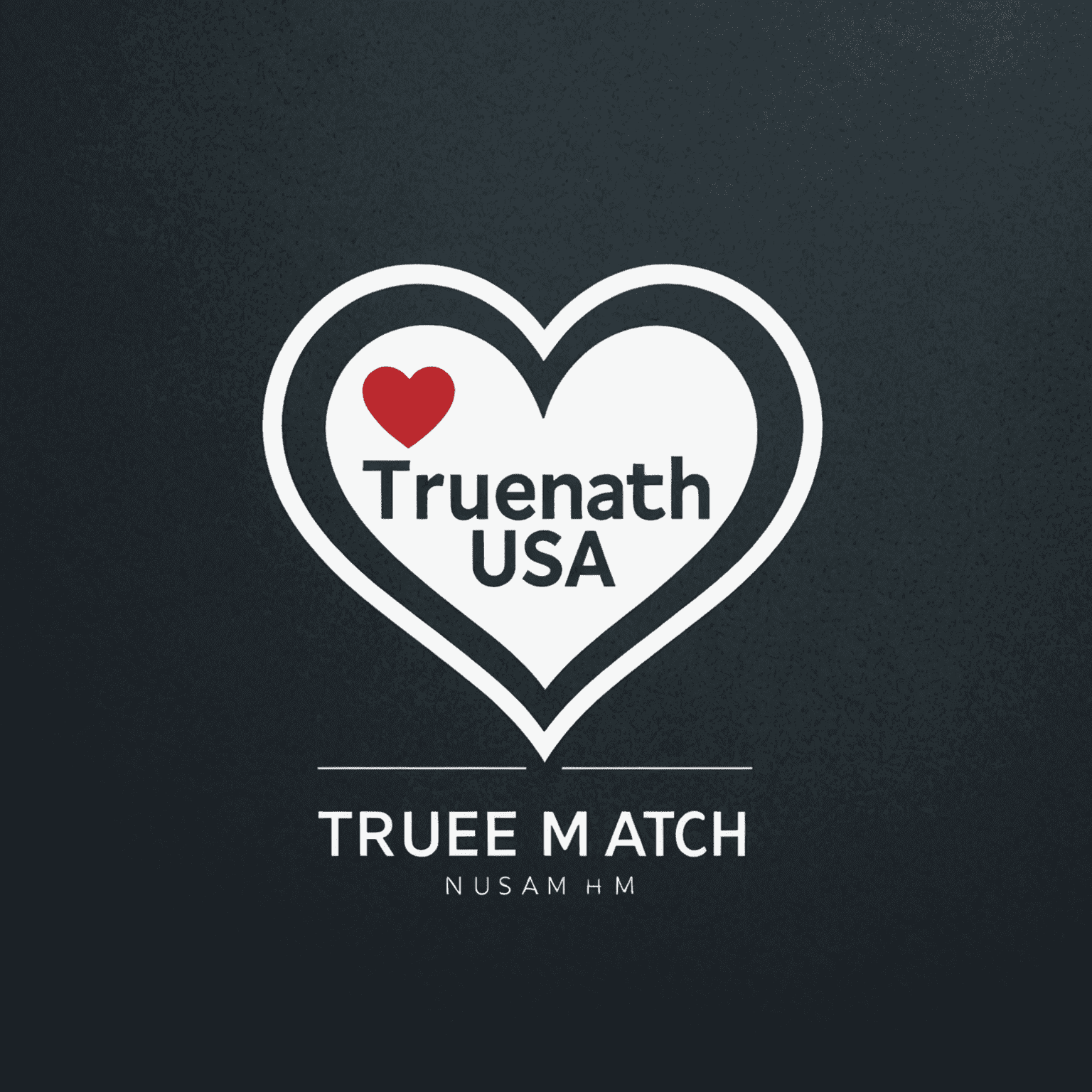 TrueMatch USA Logo - A stylized heart icon with the text 'TrueMatch USA' in an elegant, romantic font
