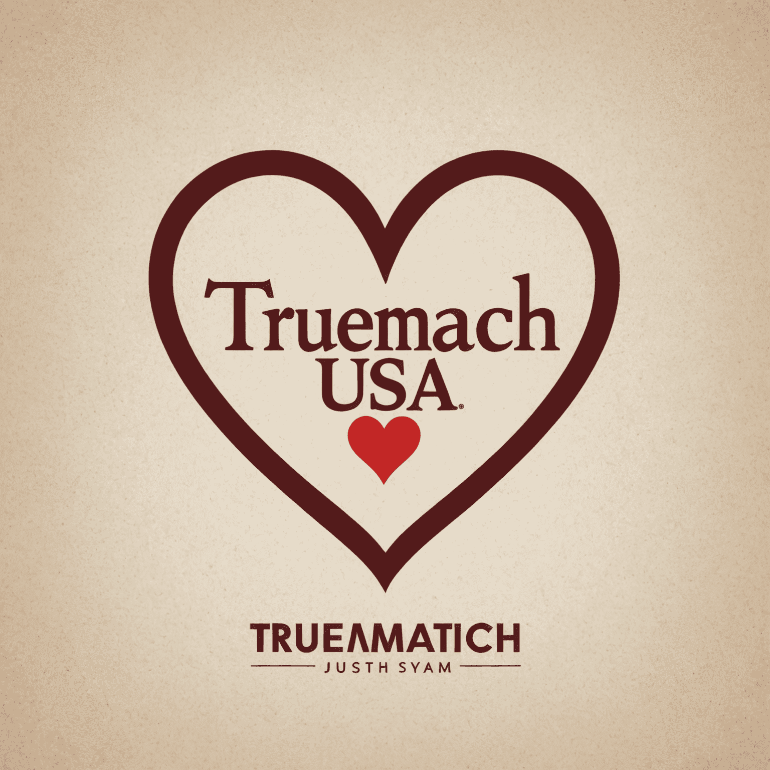 TrueMatch USA Logo - A stylized heart icon with the text 'TrueMatch USA' in an elegant, romantic font