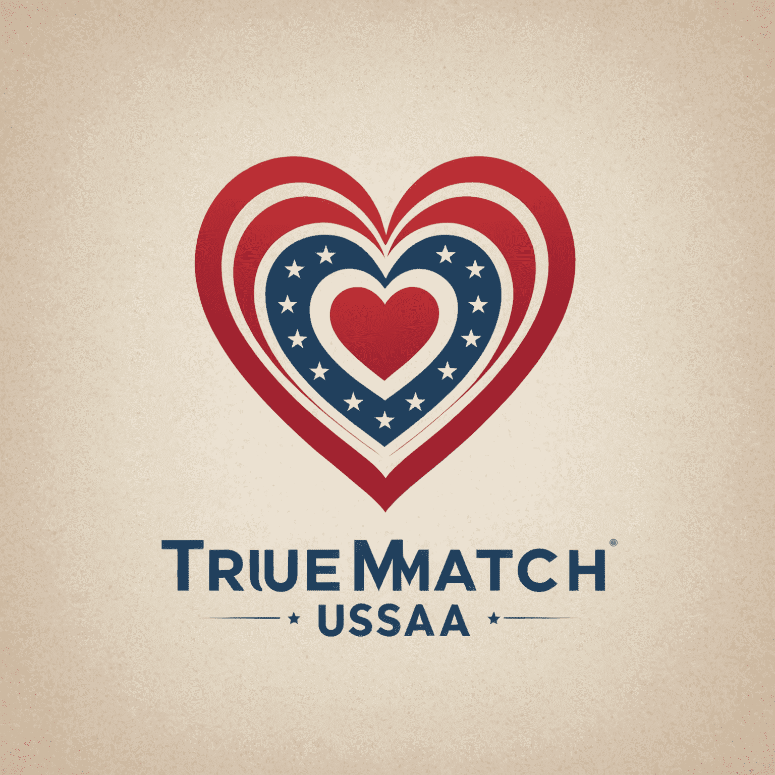 TrueMatch USA Logo - A stylized heart icon with the text 'TrueMatch USA' in an elegant, romantic font