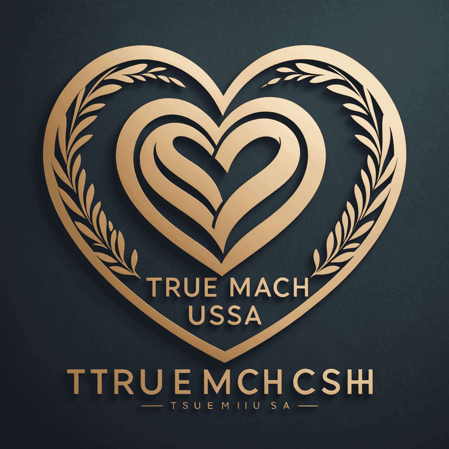 TrueMatch USA Logo - A stylized heart icon with the text 'TrueMatch USA' in an elegant, romantic font