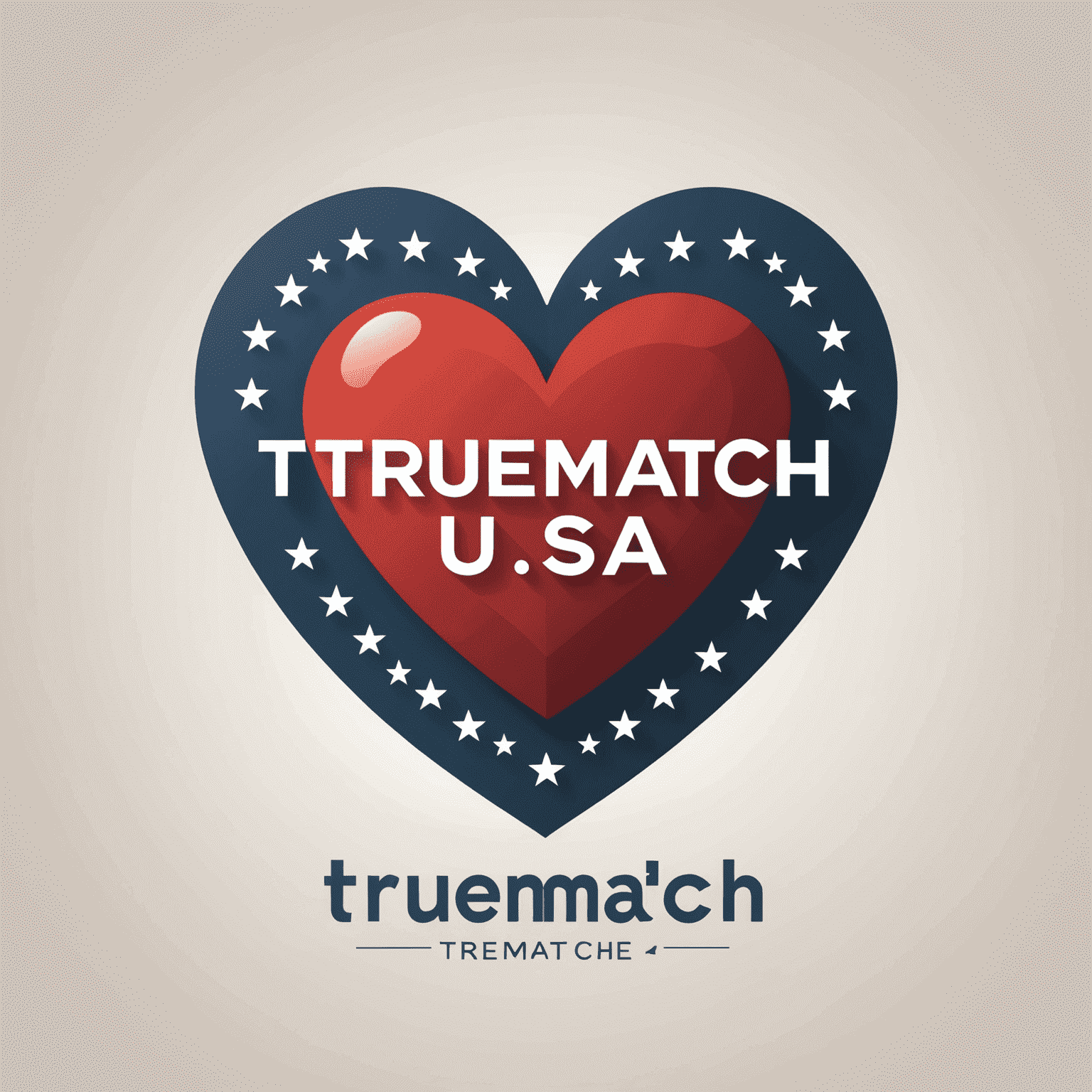TrueMatch USA Logo - A stylized heart icon with the text 'TrueMatch USA' in an elegant, romantic font