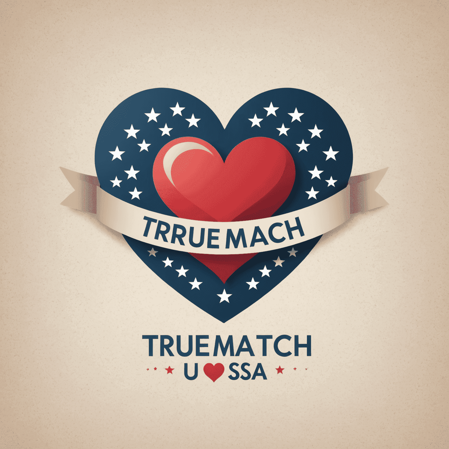TrueMatch USA Logo - A stylized heart icon with the text 'TrueMatch USA' in an elegant, romantic font