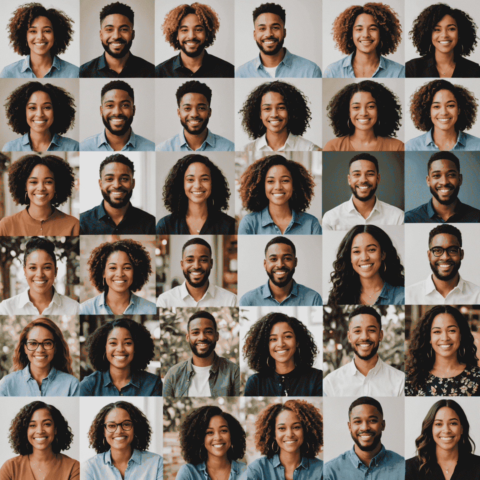 A collage of diverse, happy individuals creating their dating profiles on TrueMatch USA, showcasing the process of selecting photos and writing bios