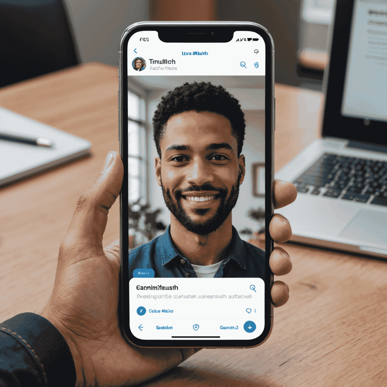A secure smartphone screen showing a verified profile badge next to a user's photo, symbolizing TrueMatch USA's commitment to user authenticity and safety