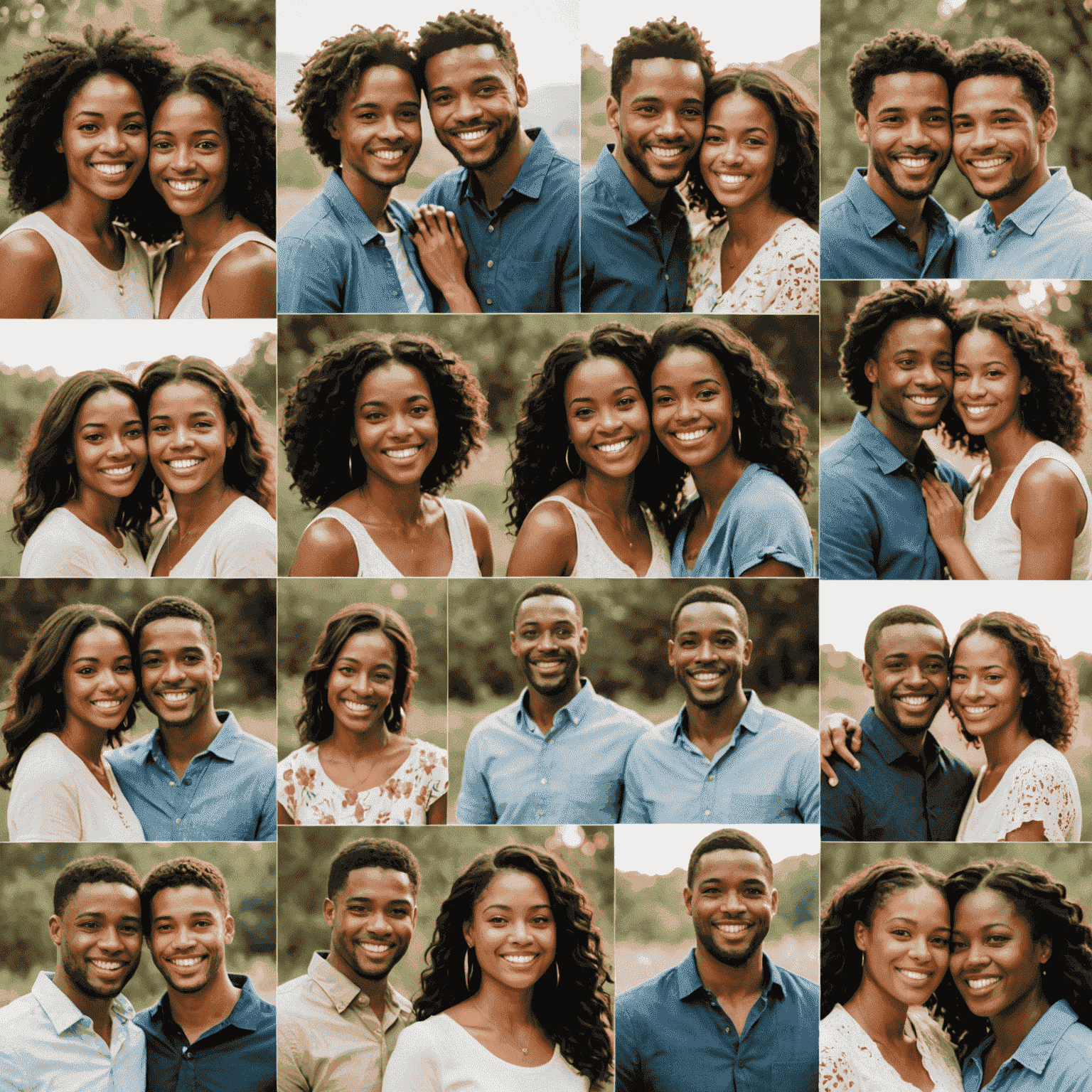 Collage of happy couples who found love on TrueMatch USA, showing diverse pairs in romantic settings